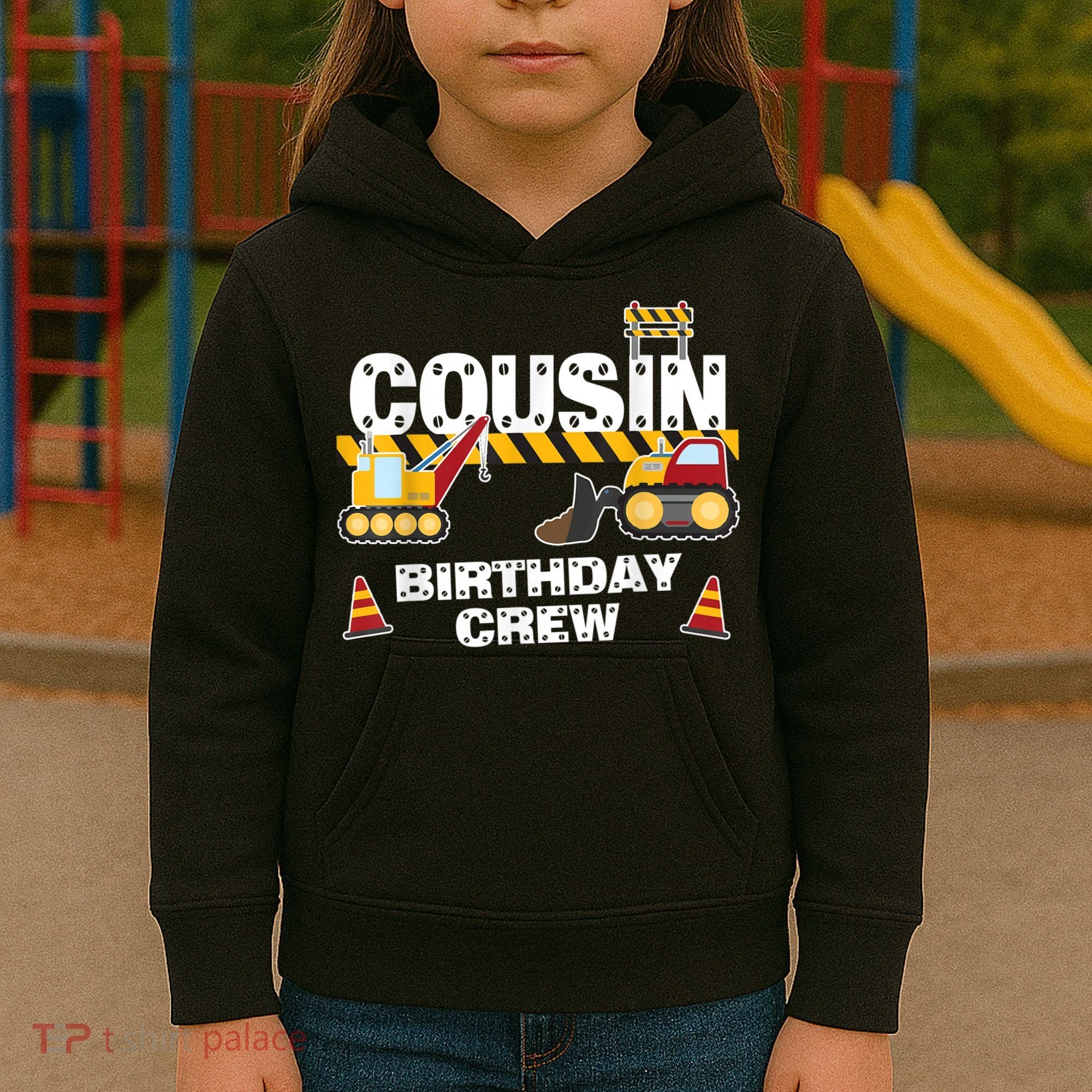 Cute Funny Cousin Birthday Crew For Construction Birthday Party Kids Hoodie