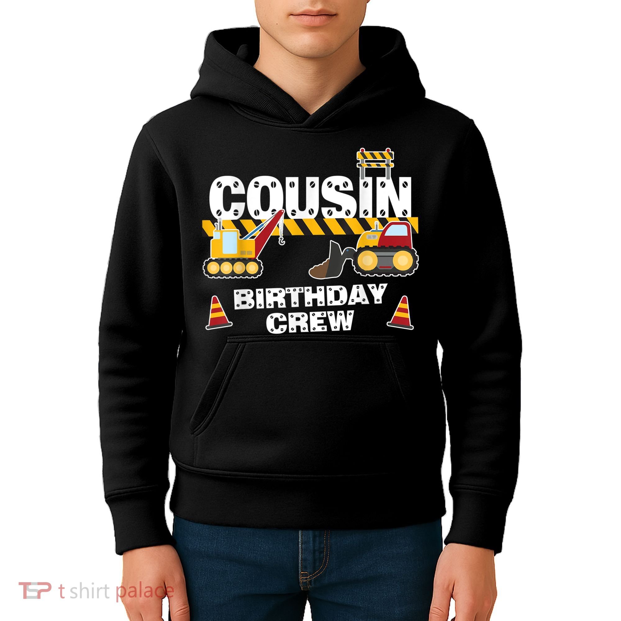 Cute Funny Cousin Birthday Crew For Construction Birthday Party Kids Hoodie