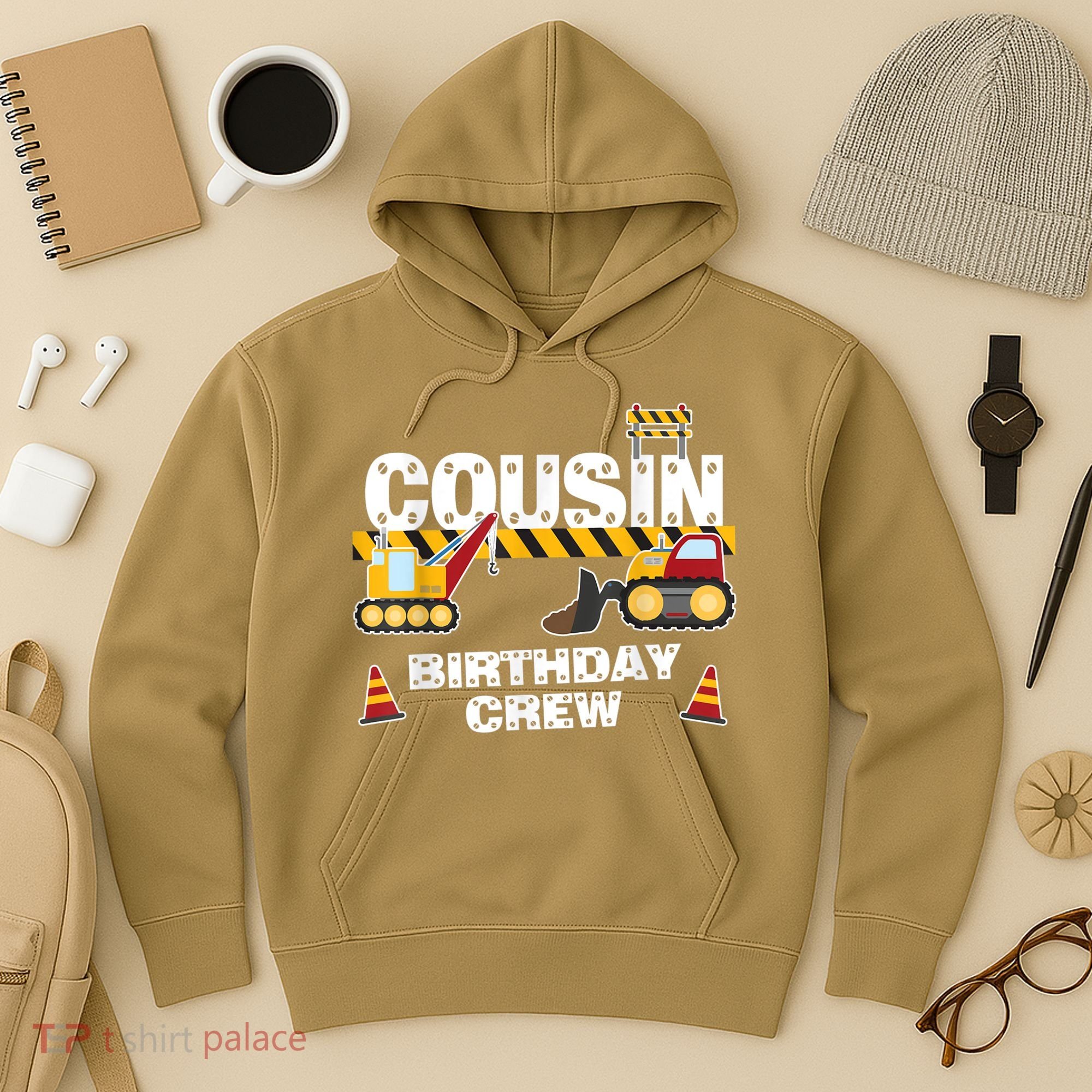 Cute Funny Cousin Birthday Crew For Construction Birthday Party Hoodie