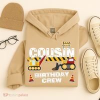 Cute Funny Cousin Birthday Crew For Construction Birthday Party Hoodie thumb 4