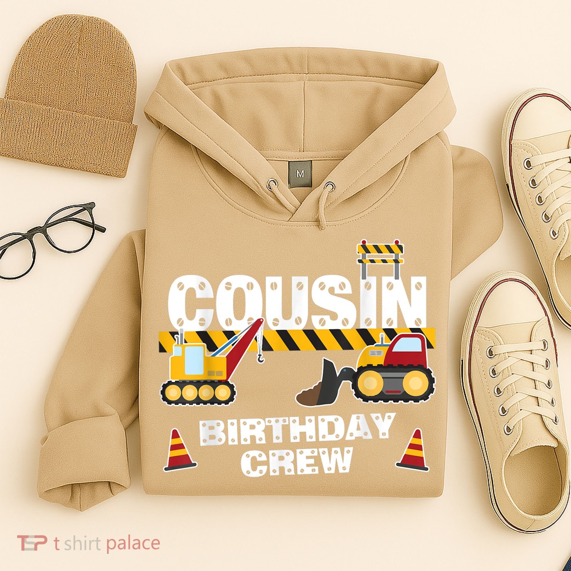 Cute Funny Cousin Birthday Crew For Construction Birthday Party Hoodie
