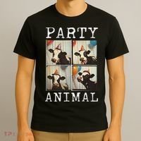 Cow Face Colorful Farm Animal Party Hat Funny Cow T-Shirt thumb 3