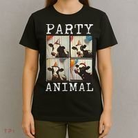 Cow Face Colorful Farm Animal Party Hat Funny Cow T-Shirt thumb 4