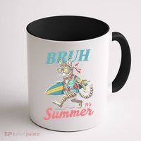Cool Funny Cat In Shades Bruh Its Summer Surfboard Vacation Coffee Mug thumb 1