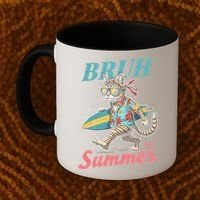 Cool Funny Cat In Shades Bruh Its Summer Surfboard Vacation Coffee Mug thumb 2