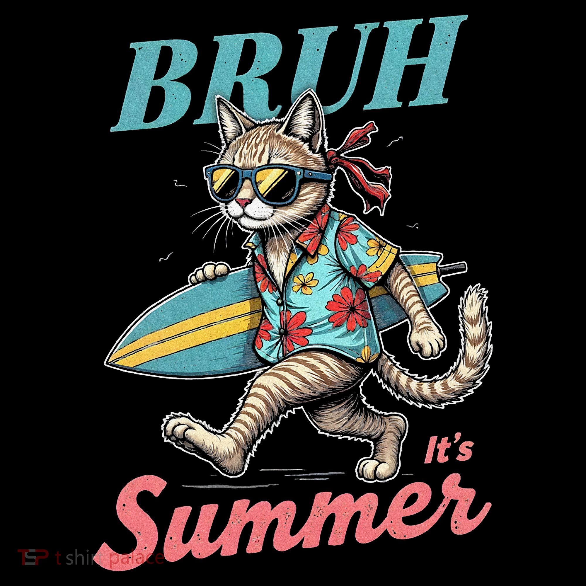Cool Funny Cat In Shades Bruh Its Summer Surfboard Vacation Coffee Mug