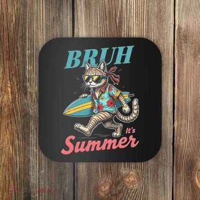 Cool Funny Cat In Shades Bruh Its Summer Surfboard Vacation Coaster
