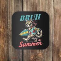 Cool Funny Cat In Shades Bruh Its Summer Surfboard Vacation Coaster thumb 0