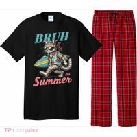 Cool Funny Cat In Shades Bruh Its Summer Surfboard Vacation Pajama Set thumb 0