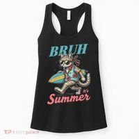 Cool Funny Cat In Shades Bruh Its Summer Surfboard Vacation Women's Tank Top thumb 0