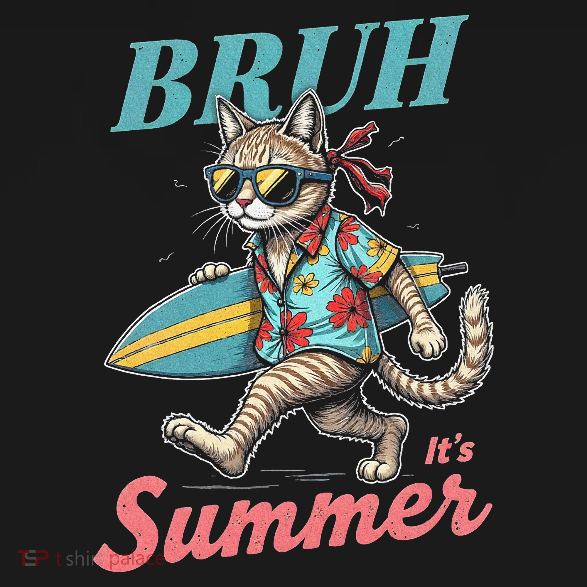 Cool Funny Cat In Shades Bruh Its Summer Surfboard Vacation Women's Tank Top
