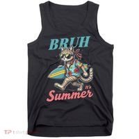 Cool Funny Cat In Shades Bruh Its Summer Surfboard Vacation Tank Top thumb 0