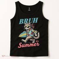 Cool Funny Cat In Shades Bruh Its Summer Surfboard Vacation Tank Top thumb 2
