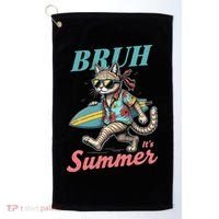 Cool Funny Cat In Shades Bruh Its Summer Surfboard Vacation Golf Towel thumb 0