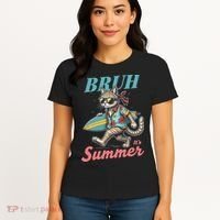 Cool Funny Cat In Shades Bruh Its Summer Surfboard Vacation Women's T-Shirt thumb 4
