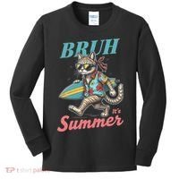 Cool Funny Cat In Shades Bruh Its Summer Surfboard Vacation Kids Long Sleeve Shirt thumb 0