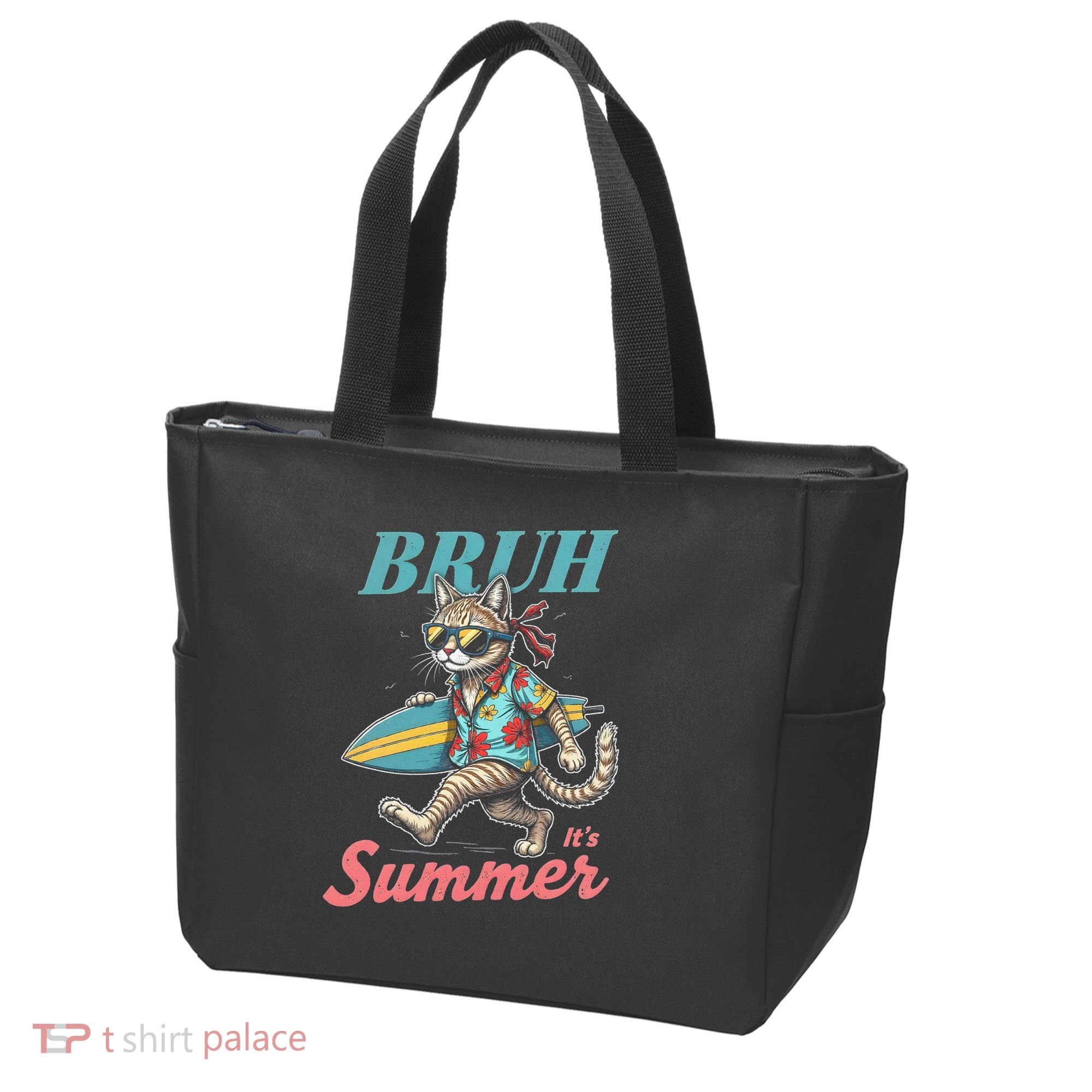 Cool Funny Cat In Shades Bruh Its Summer Surfboard Vacation Tote Bag