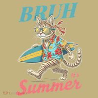 Cool Funny Cat In Shades Bruh Its Summer Surfboard Vacation Hoodie thumb 7