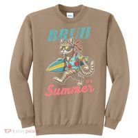Cool Funny Cat In Shades Bruh Its Summer Surfboard Vacation Sweatshirt thumb 0