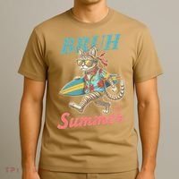 Cool Funny Cat In Shades Bruh Its Summer Surfboard Vacation T-Shirt thumb 3