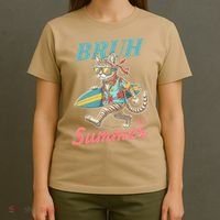 Cool Funny Cat In Shades Bruh Its Summer Surfboard Vacation T-Shirt thumb 4