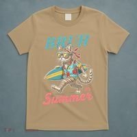Cool Funny Cat In Shades Bruh Its Summer Surfboard Vacation T-Shirt thumb 5