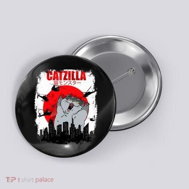 Catzilla Funny Cat Graphic Vintage For Cat Lover Button