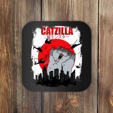 Catzilla Funny Cat Graphic Vintage For Cat Lover Coaster