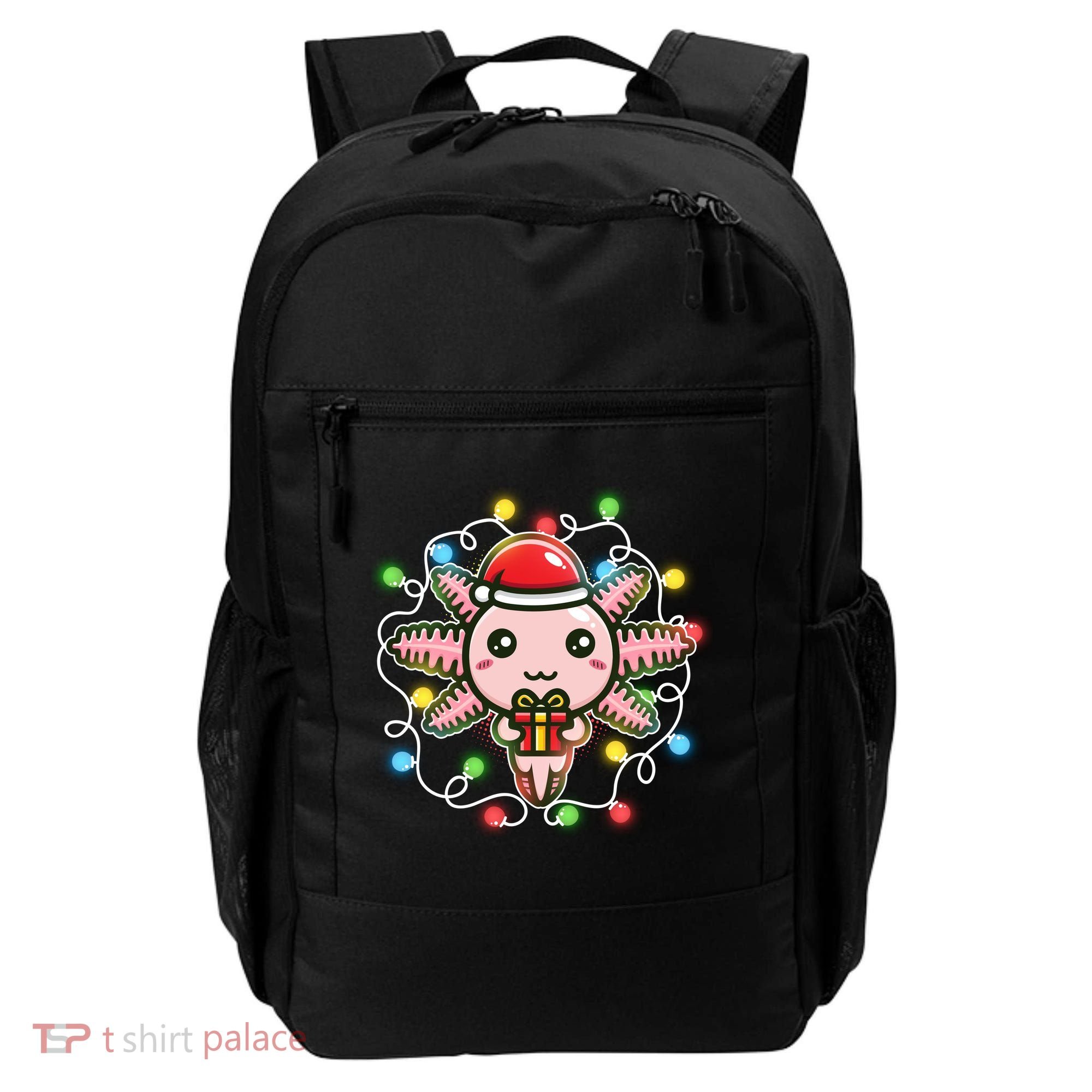 Cute Festive Christmas Santa Axolotl Backpack
