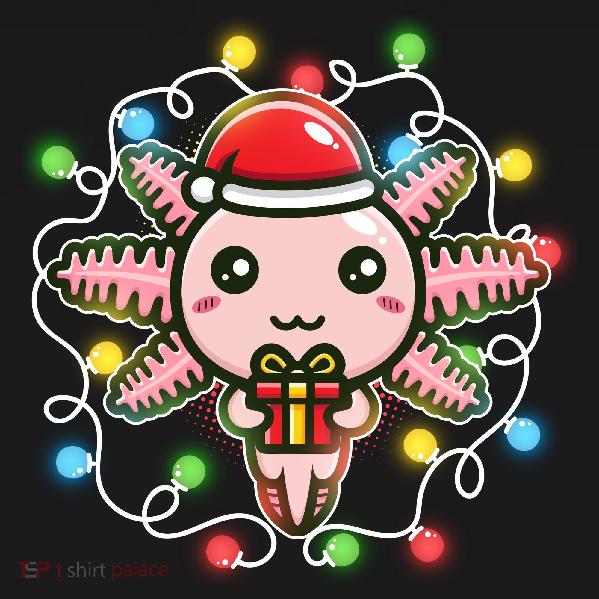 Cute Festive Christmas Santa Axolotl Backpack