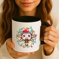 Cute Festive Christmas Santa Axolotl Coffee Mug thumb 3
