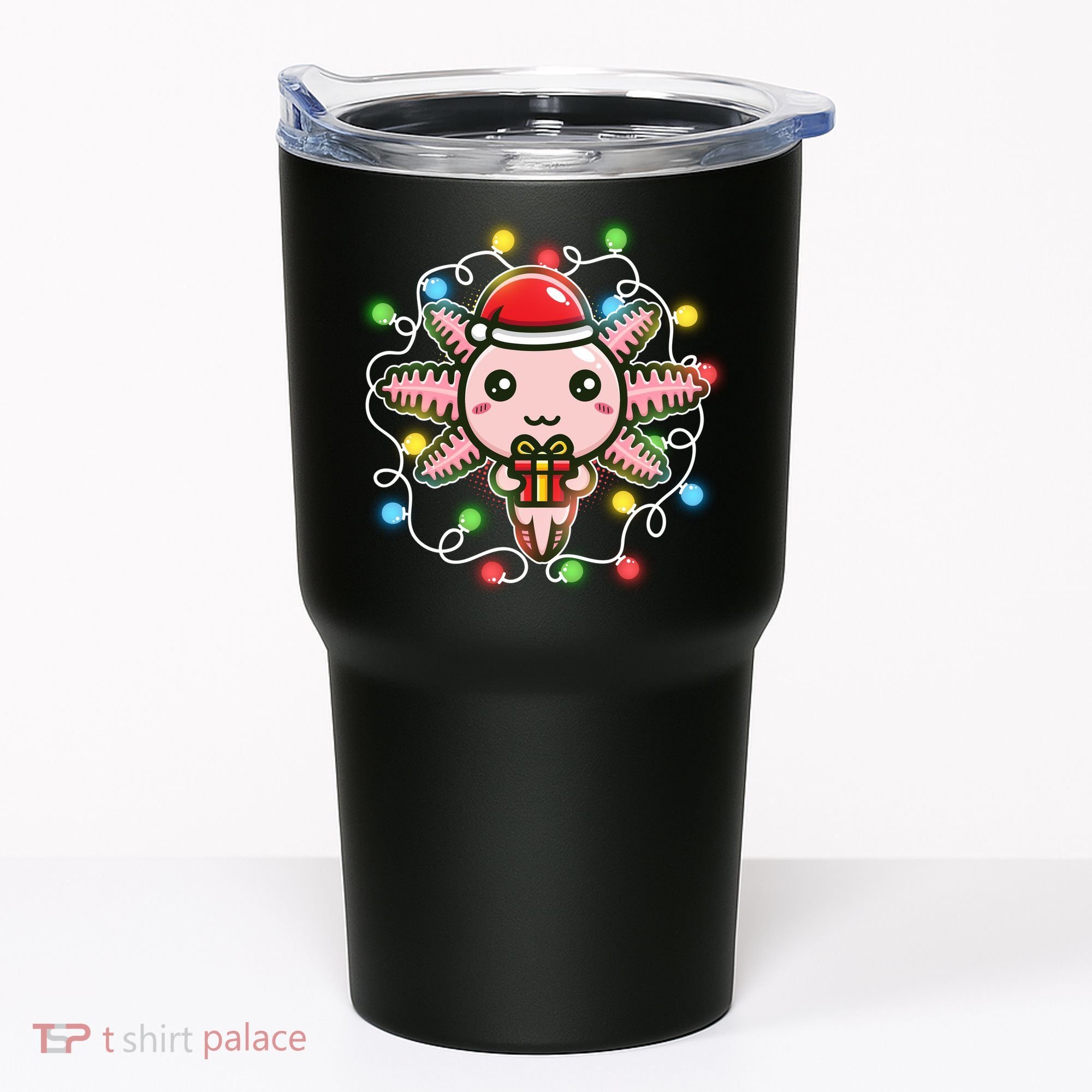 Cute Festive Christmas Santa Axolotl Tumbler