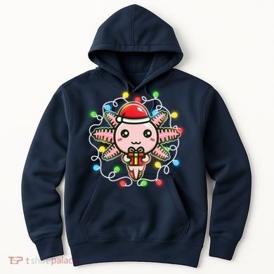 Cute Festive Christmas Santa Axolotl Hoodie