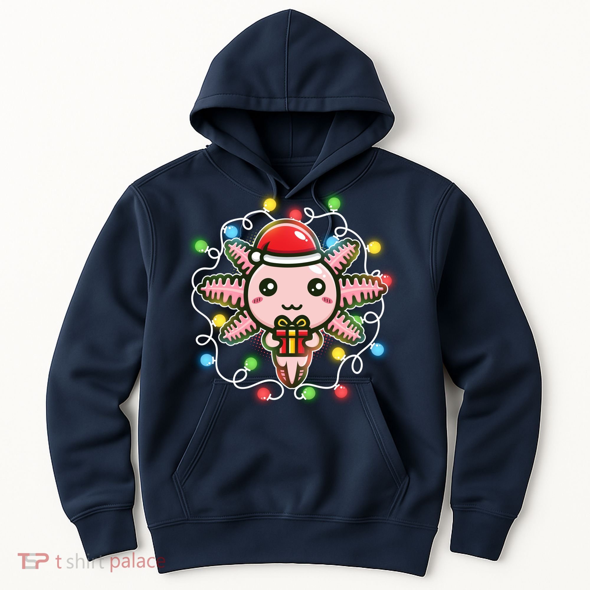 Cute Festive Christmas Santa Axolotl Hoodie
