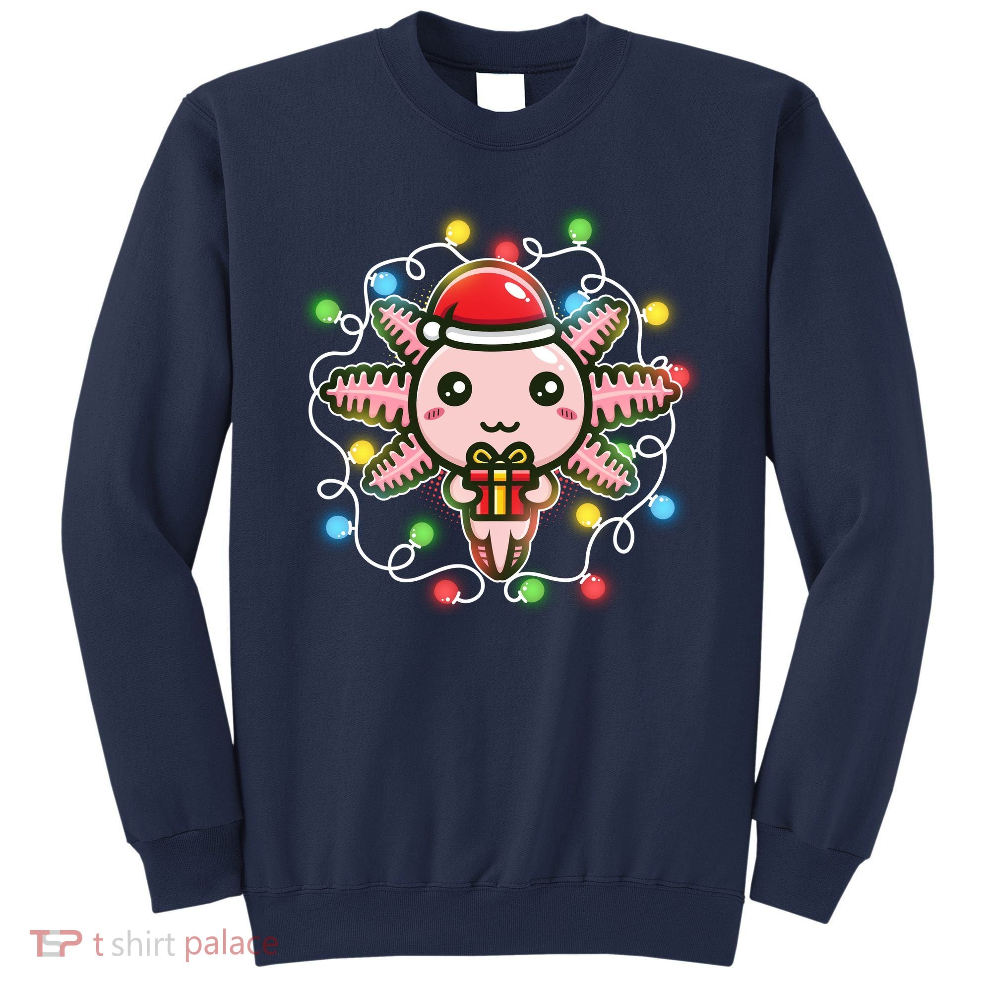 Cute Festive Christmas Santa Axolotl Sweatshirt