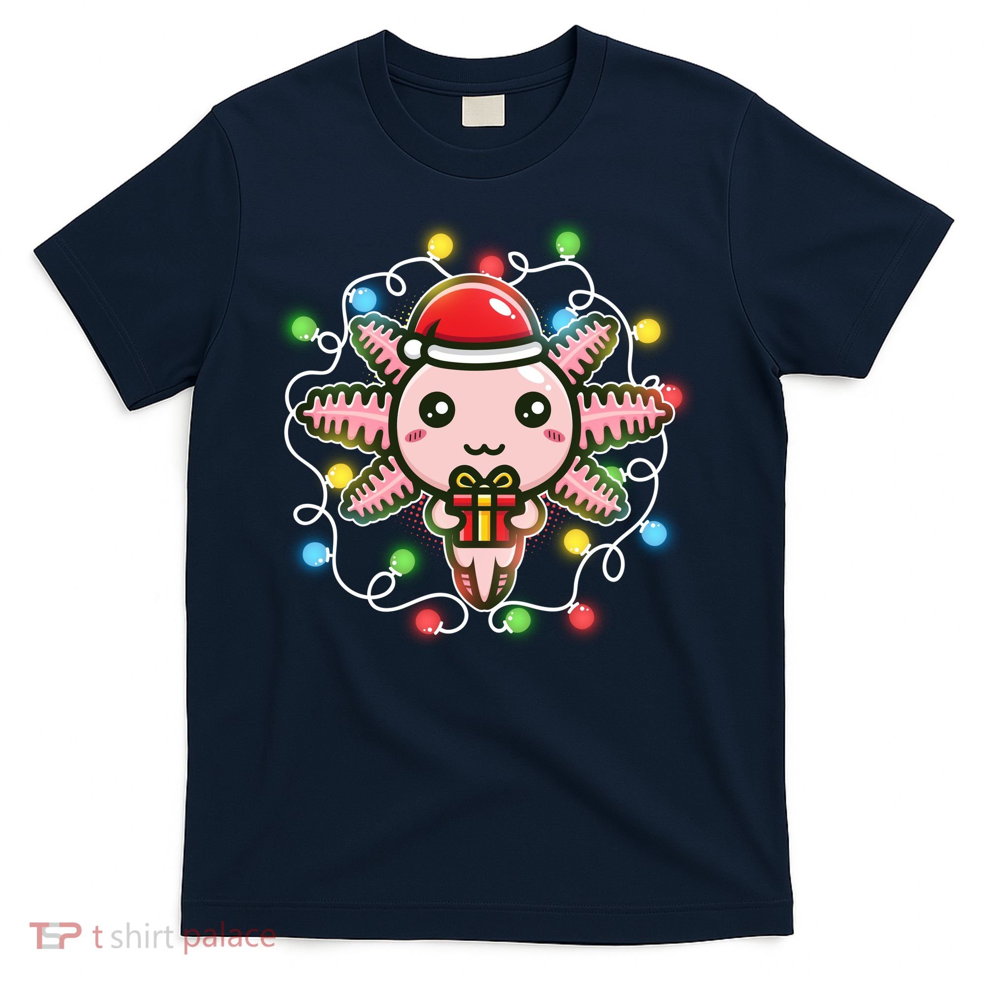 Cute Festive Christmas Santa Axolotl T-Shirt