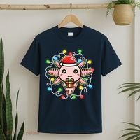 Cute Festive Christmas Santa Axolotl T-Shirt thumb 2