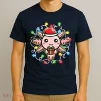 Cute Festive Christmas Santa Axolotl T-Shirt thumb 3