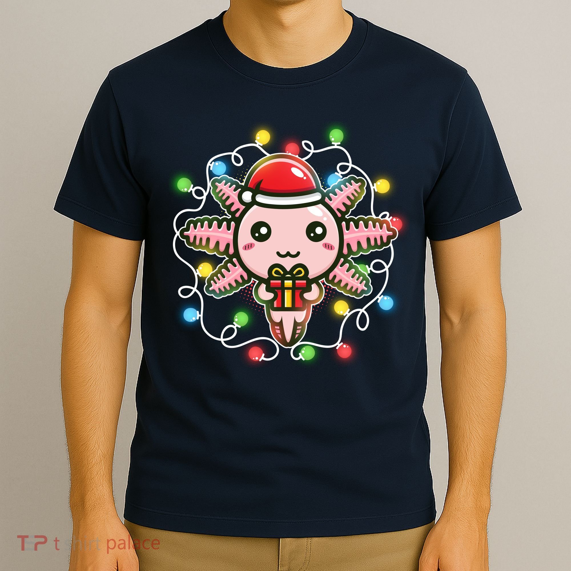 Cute Festive Christmas Santa Axolotl T-Shirt