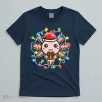 Cute Festive Christmas Santa Axolotl T-Shirt thumb 5