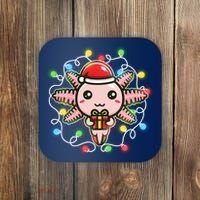 Cute Festive Christmas Santa Axolotl Coaster thumb 0