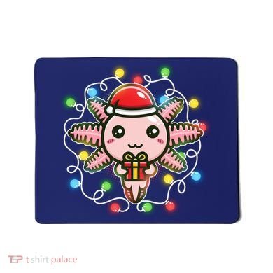 Cute Festive Christmas Santa Axolotl Mousepad