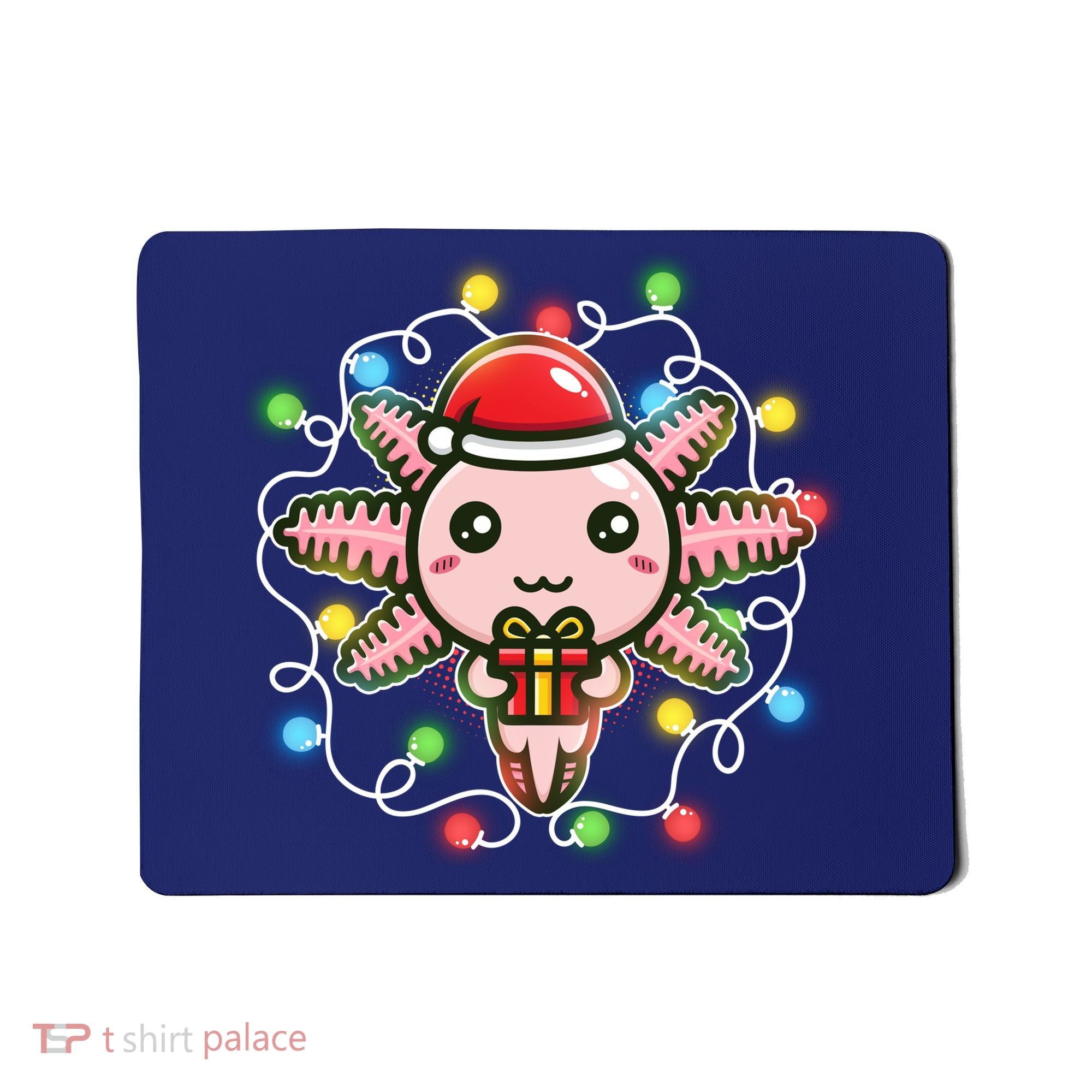 Cute Festive Christmas Santa Axolotl Mousepad