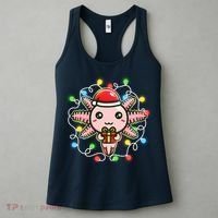 Cute Festive Christmas Santa Axolotl Women's Tank Top thumb 3