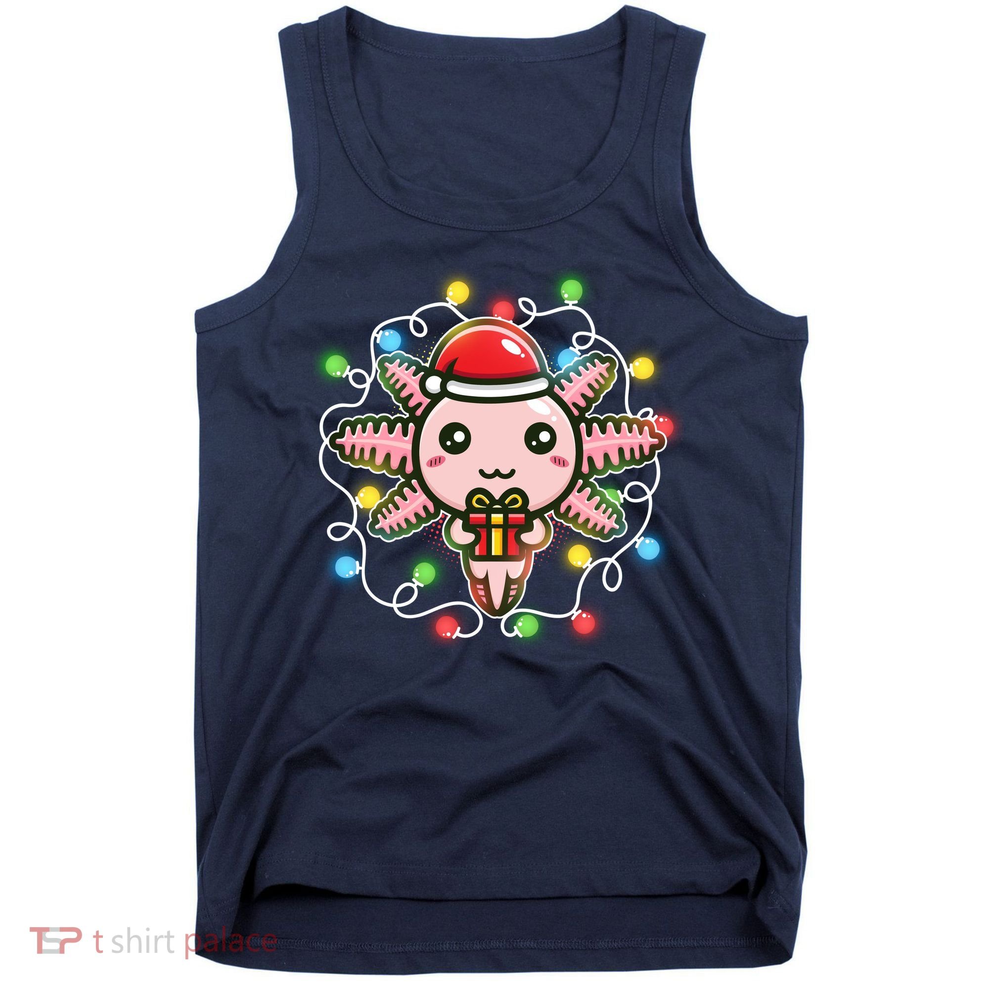 Cute Festive Christmas Santa Axolotl Tank Top