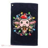 Cute Festive Christmas Santa Axolotl Golf Towel thumb 0