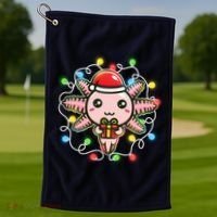 Cute Festive Christmas Santa Axolotl Golf Towel thumb 1