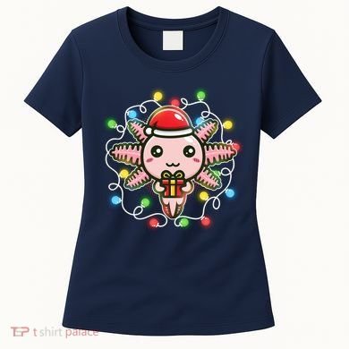 Cute Festive Christmas Santa Axolotl Women's T-Shirt