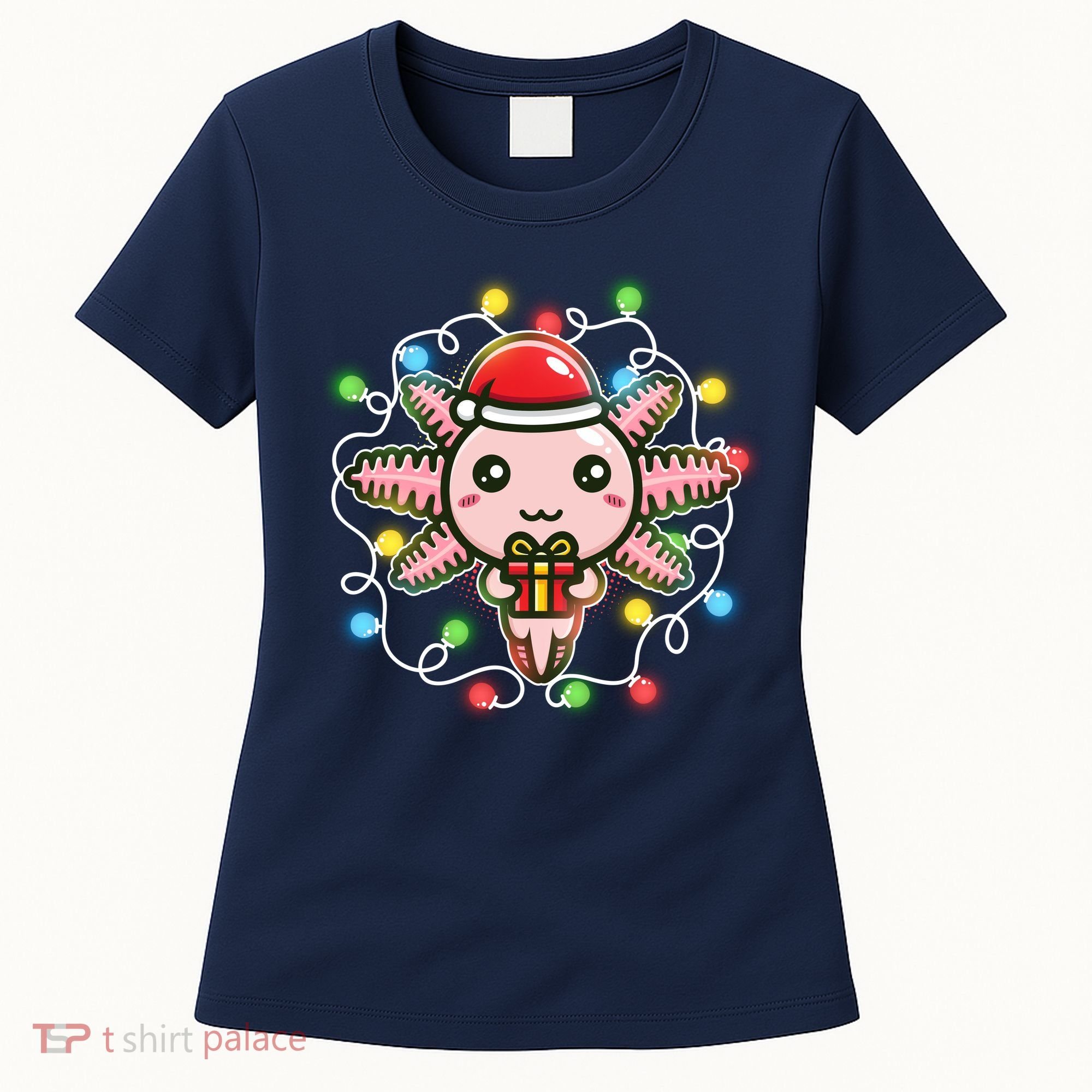Cute Festive Christmas Santa Axolotl Women's T-Shirt
