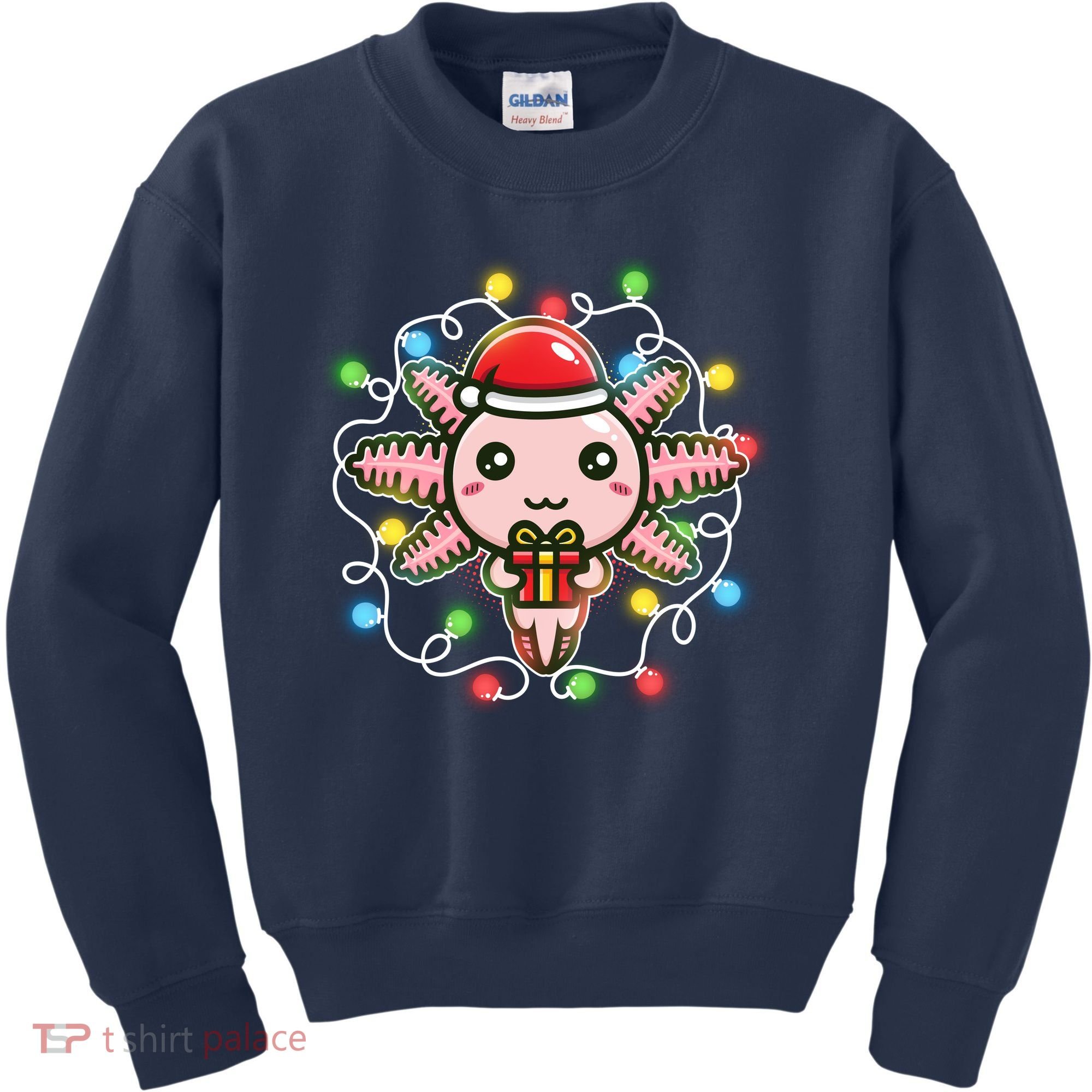 Cute Festive Christmas Santa Axolotl Kids Sweatshirt